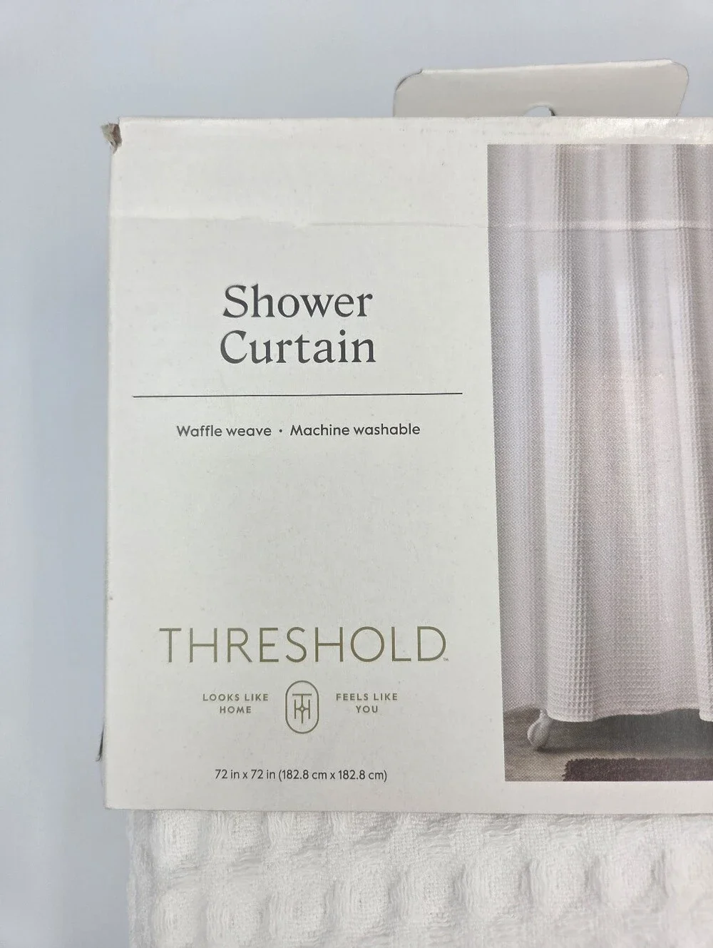 Threshold White Waffle-Texture Shower Curtain 72 In X 72 In Nwt
